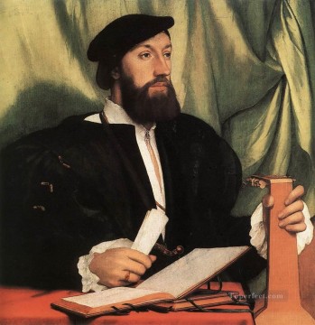  Music Painting - Unknown Gentleman with Music Books and Lute Renaissance Hans Holbein the Younger